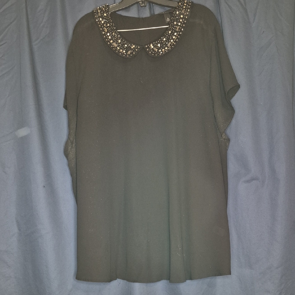 Torrid Black Blouse with Embellished Collar